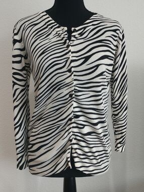 Lipstick Boutique Black & White Zebra Button-Front Cardigan